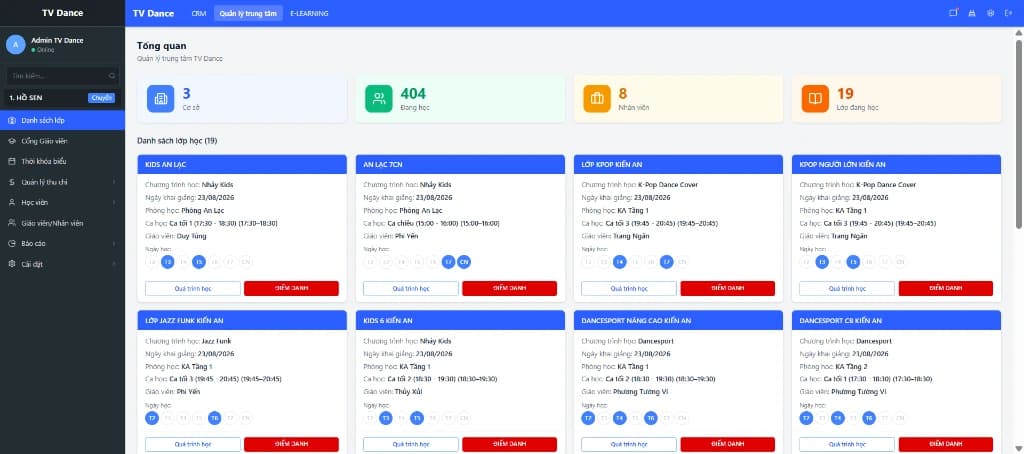 CRM TV Dance - Dashboard tổng quan